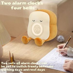 Toast, plushy, digital alarm clock